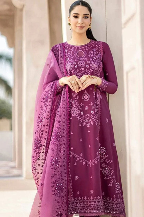 Cross Stitch Embroidered Lawn 3pc Unstitched Suit