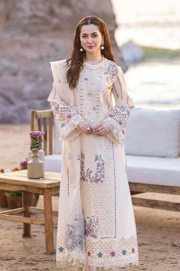 QALAMKAR Cutwork Embroidered Lawn 3piece Suit