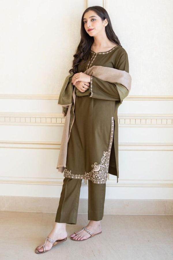 Premium Raplica of ASILING Dhanak Embroidered Unstitched 3pcs Suit