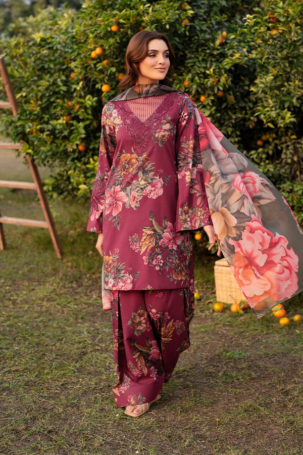 Iznik 3 Piece Digital Lawn Print & Embroidered