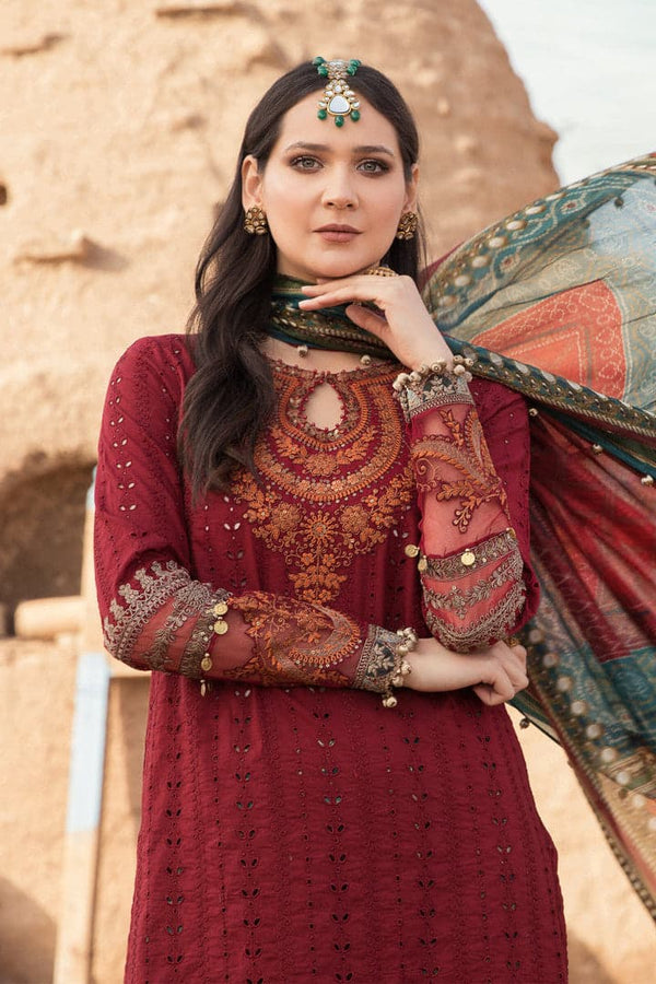 MARIA B 3 Piece Embroidered Chikenkari Lawn Suit