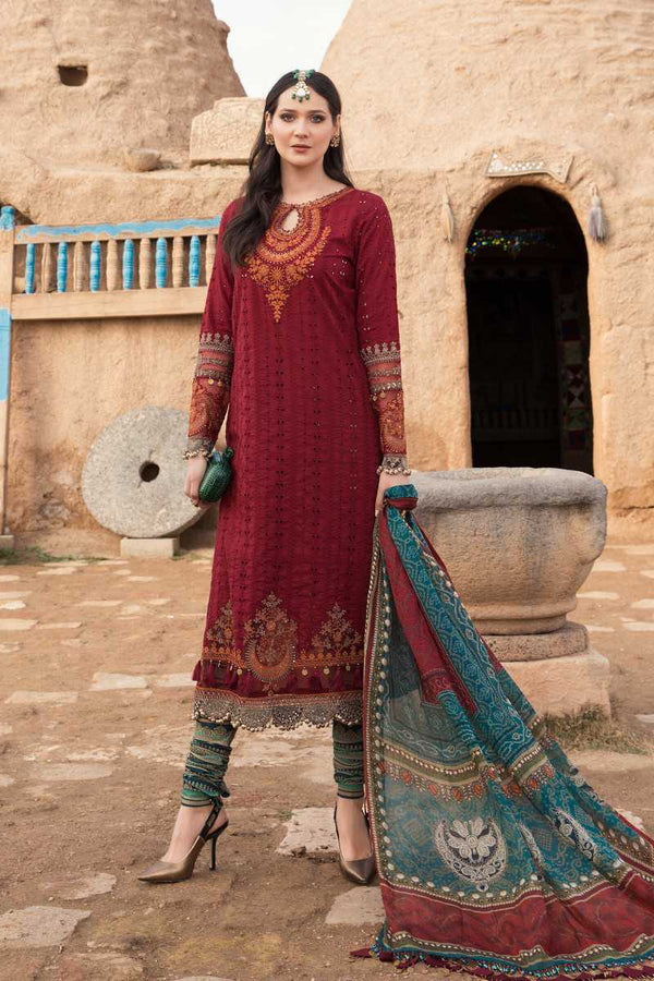 MARIA B 3 Piece Embroidered Chikenkari Lawn Suit