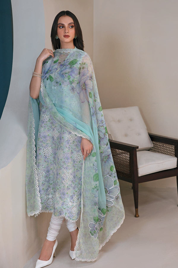 Baroque Sky Pure Lawn Embroidery Chikankari 3 Piece Suit