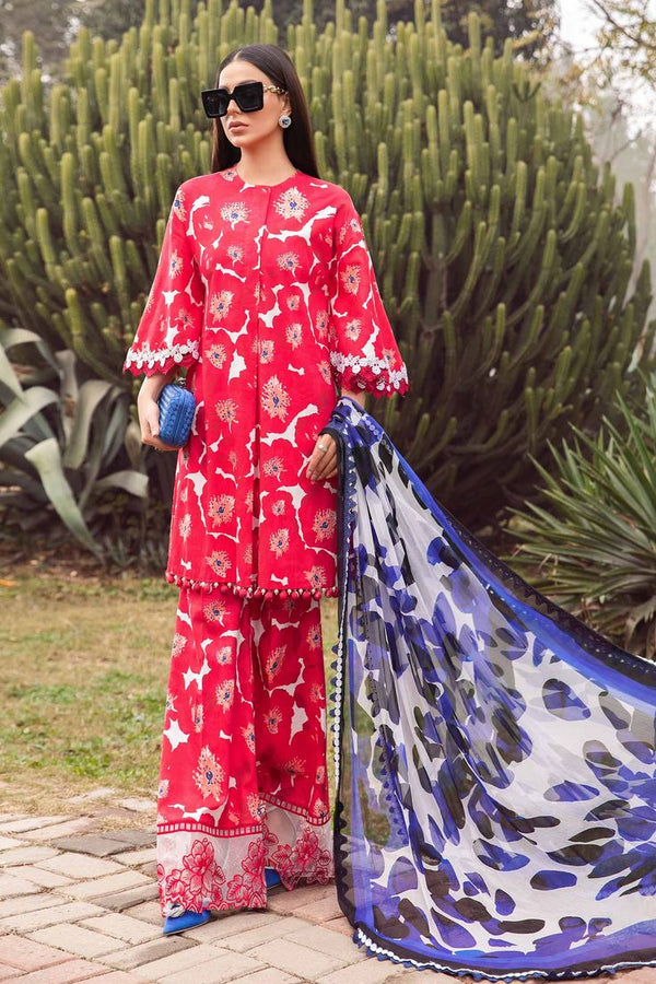 Maria B Printed Embroidered Lawn Unstitched 3 Piece Suit