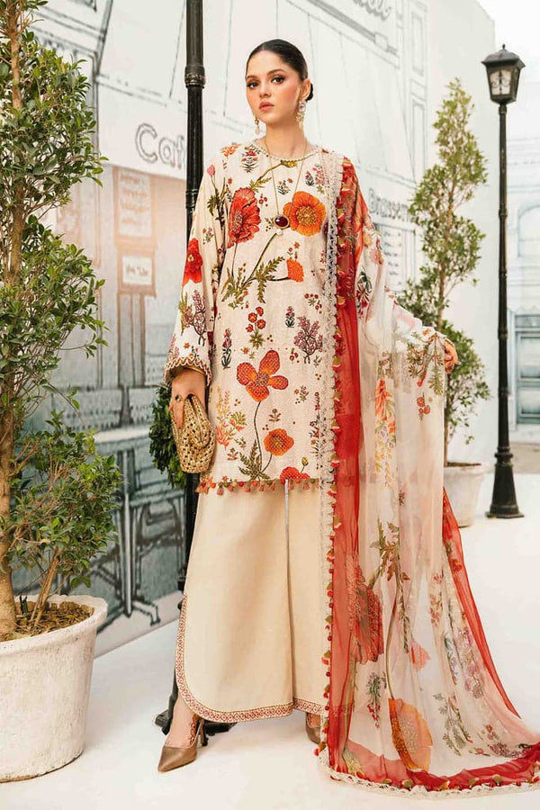Maria B. Digital Printed Embroidered Lawn Unstitched 3 Piece Suit