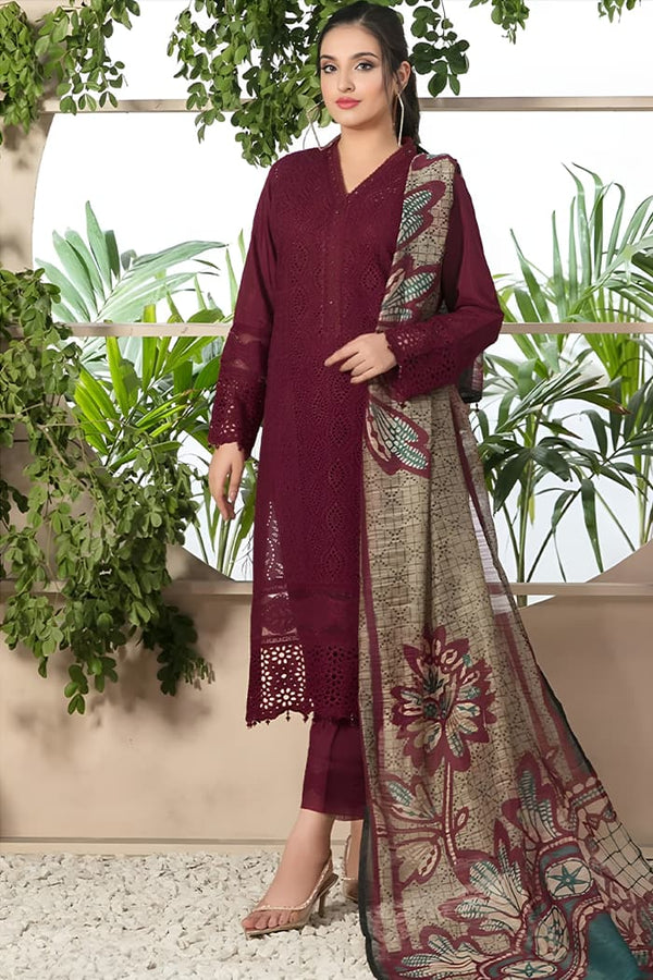 MARIA B Lawn Suit 3 Piece full Embroidered