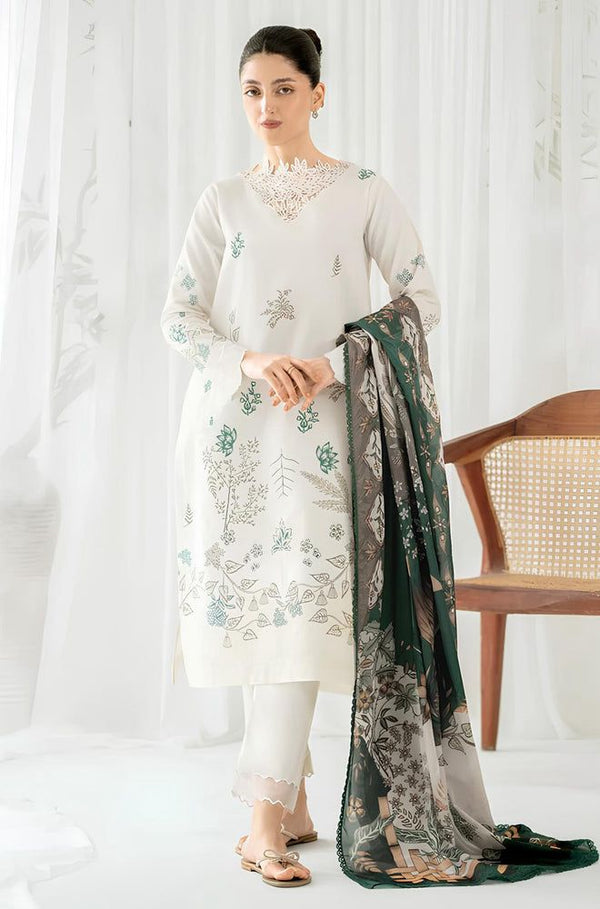JAZMIN Embroidered 3piece Lawn Unstitched Suit