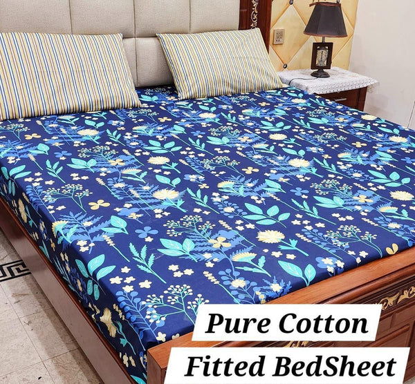 Premium Cotton Fitted Bedsheet Set – King, 3pc, color guaranteed