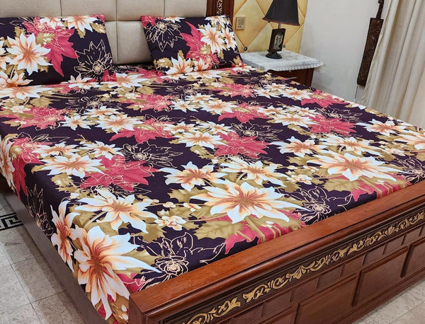 King Size Floral Bedsheet Set – 3 Piece, Lifetime Color