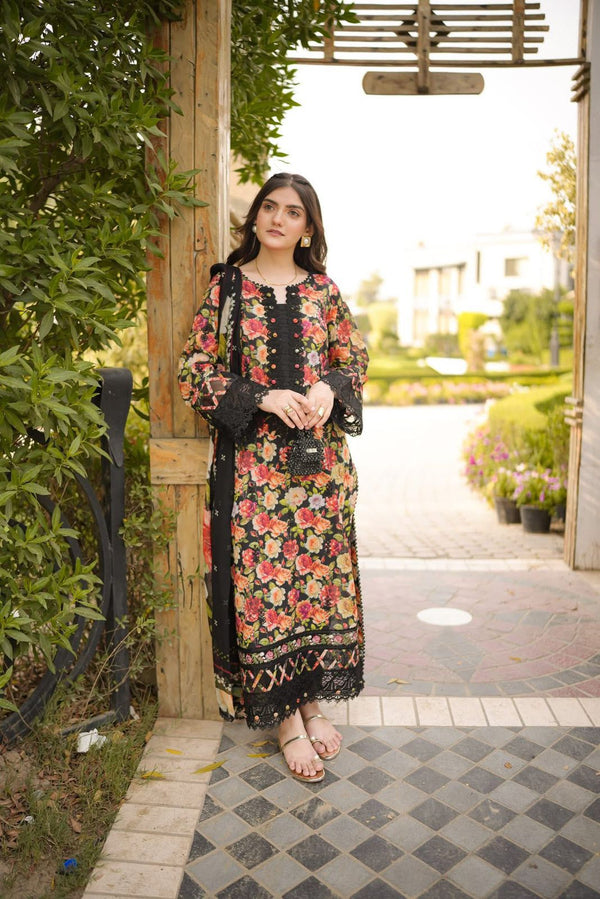 Premium Raplica of Aneela 3 piece silk unstitched suit