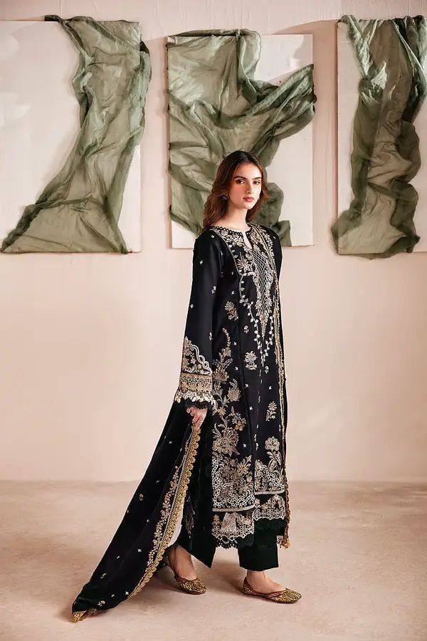 Premium Raplica of FLORENT Embroidered Dhanak Unstitched 3pcs Suit