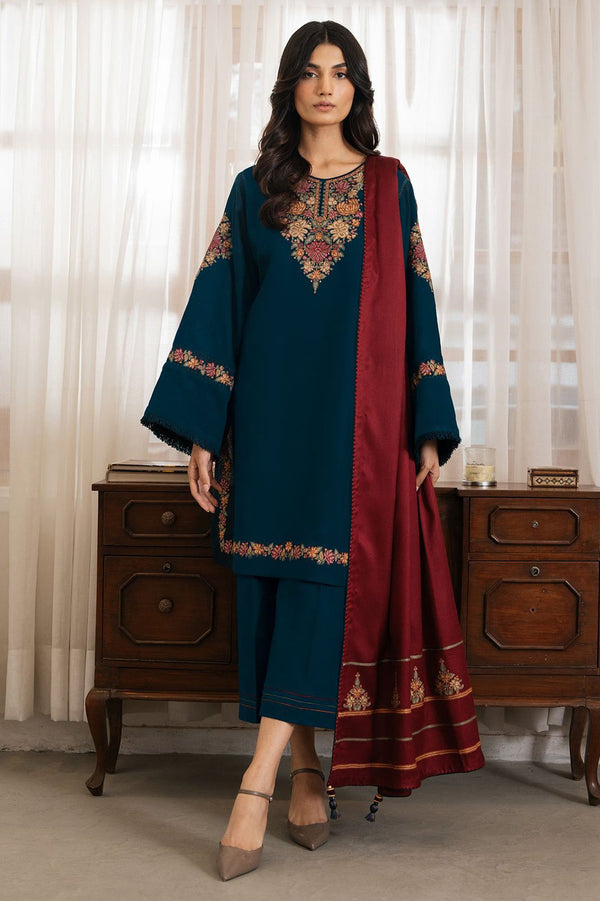 Premium Raplica of JAZMIN Dhanak Embroidered 3pcs Unstitched Suit