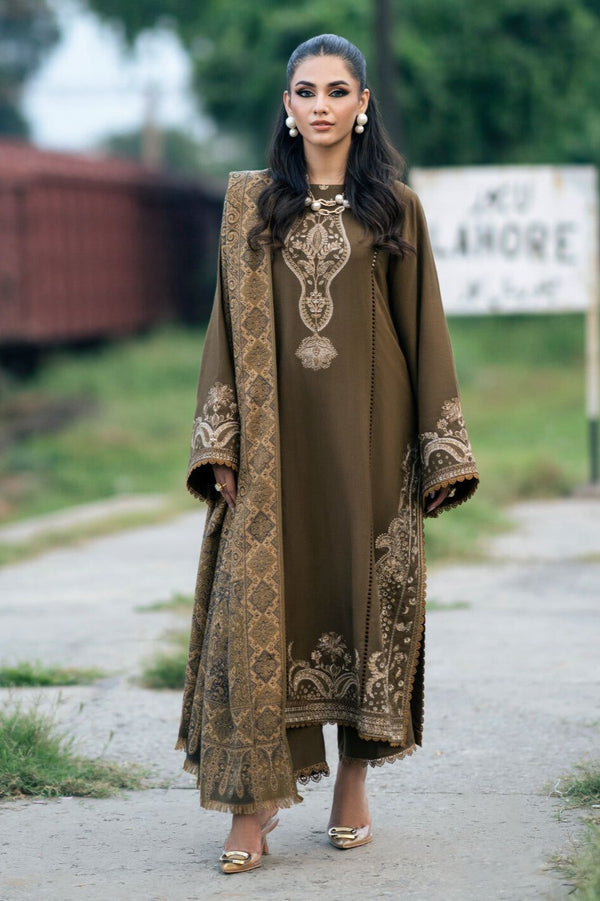 Premium Raplica of IZEL Dhanak Embroidered Unstitched 3pcs Suit