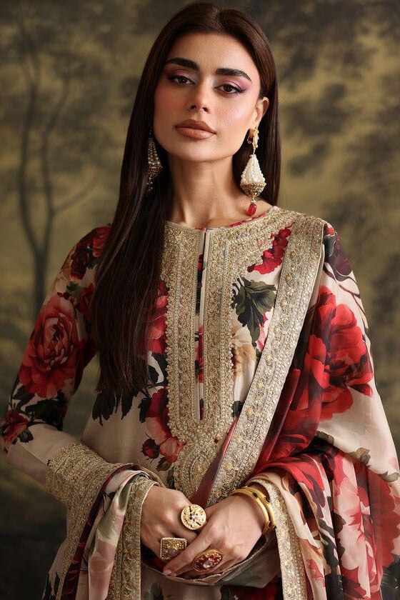 Premium Raplica of Crimson Unstitched Silk 3pcs Suit