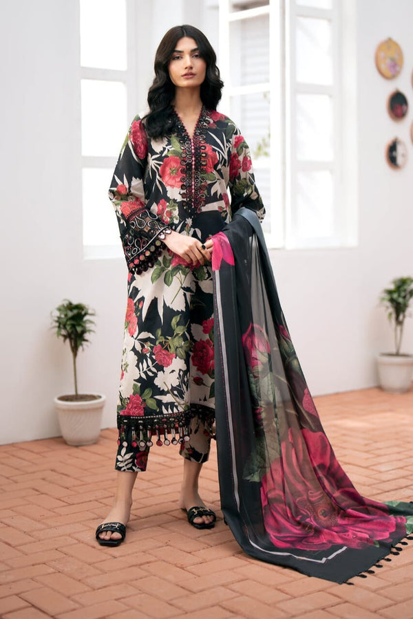 Baroque 3Pcs Lawn Suit With Lawn Dupatta