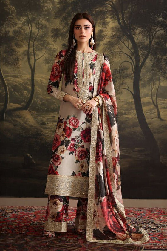 Premium Raplica of Crimson Unstitched Silk 3pcs Suit